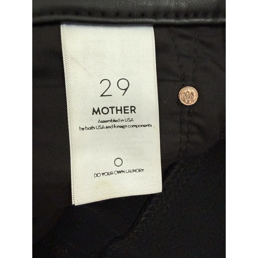 MOTHER The Insider Ankle Faux Show Pants 29 Black Faux Leather Cropped Flare